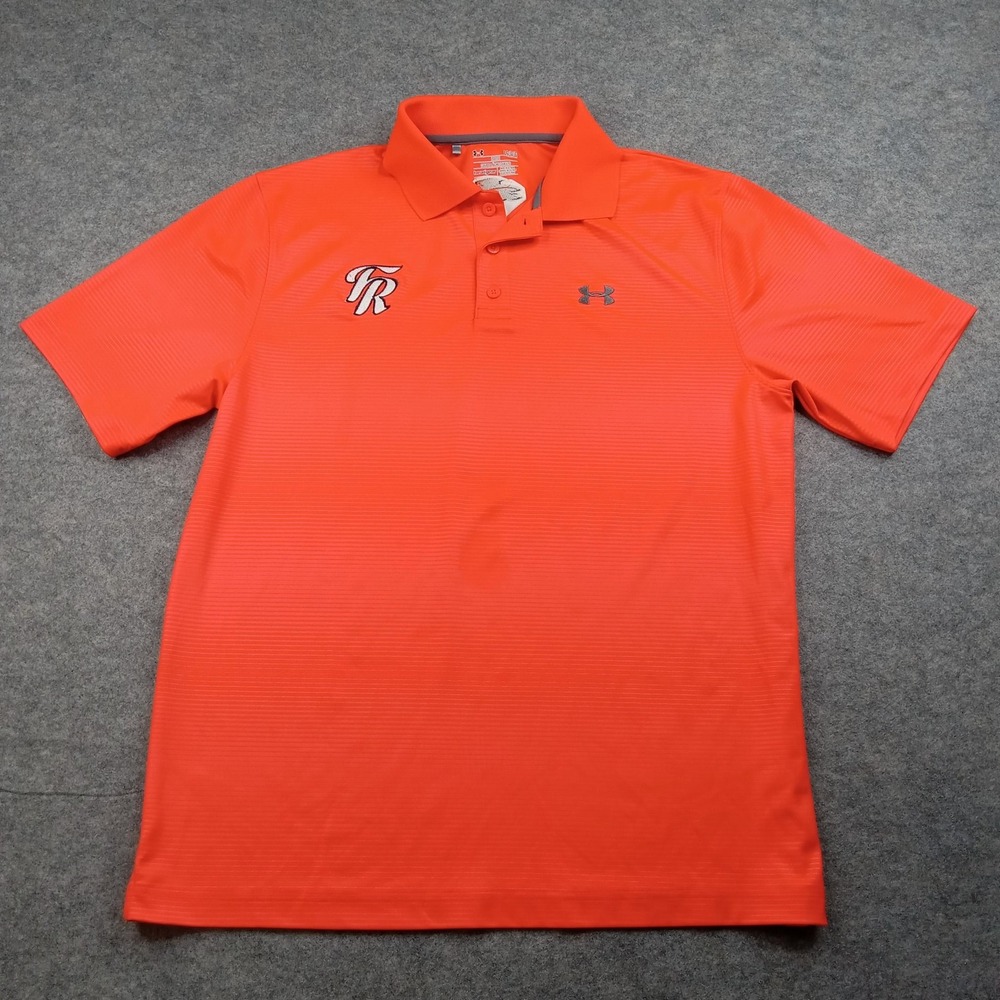 Under Armour Polo Shirt Mens Large Orange HeatGear TR Embroidered Logo Golf